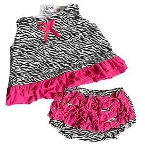 Hairbows Unlimited Zebra Print Baby Girl Ruffle Butt& Top Outfit Sz 12-18m NWT